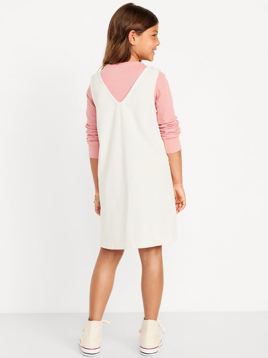 Sleeveless Button-Front Corduroy Dress for Girls