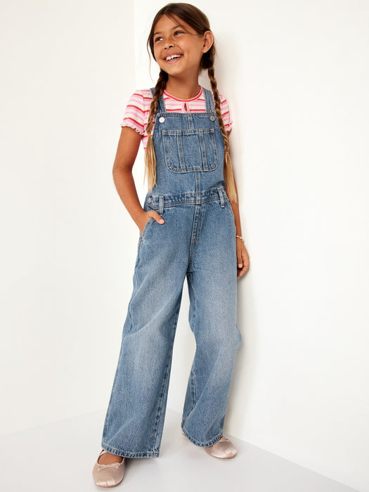 Baggy Wide-Leg Jean Overalls for Girls
