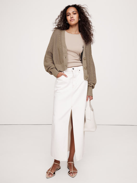 Oversized Cropped Cotton Cardigan