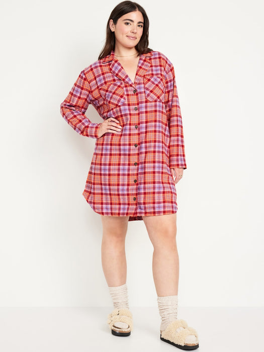 Flannel Pajama Shirt Dress