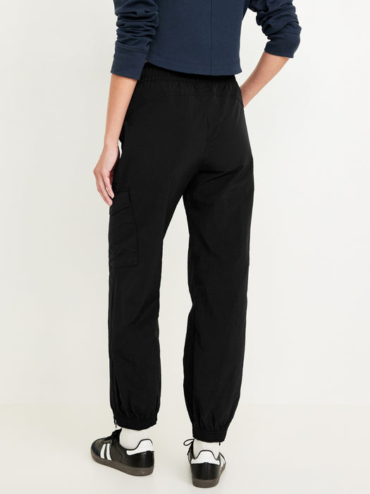High-Waisted Ankle-Zip Cargo Joggers