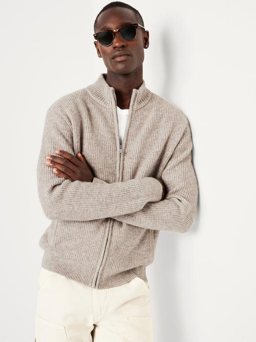 Shaker Stitch Zip Sweater