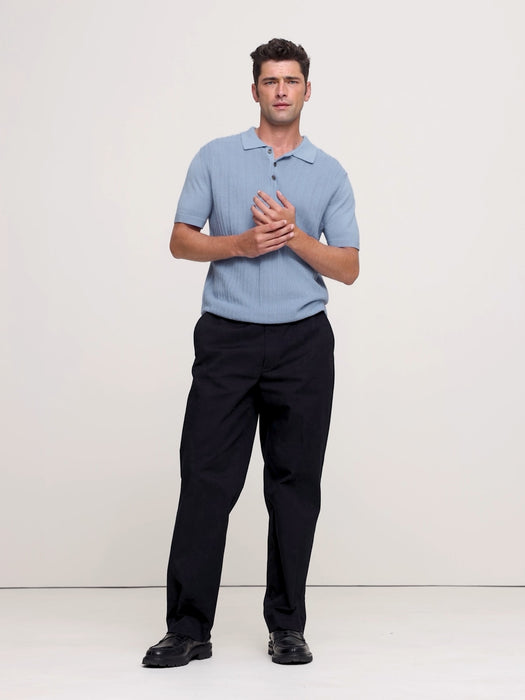Herringbone Cotton Sweater Polo