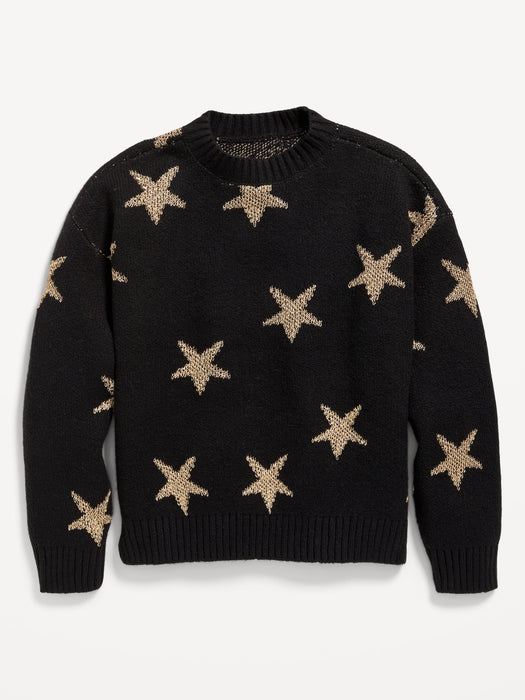 SoSoft Printed Shaker-Stitch Sweater for Girls