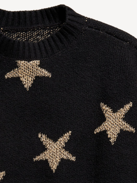 SoSoft Printed Shaker-Stitch Sweater for Girls