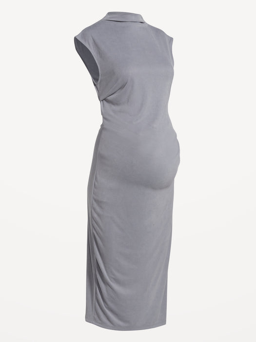 Maternity Mock-Neck Midi Dress