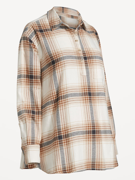 Maternity Plaid Flannel Popover Shirt