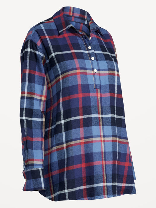Maternity Plaid Flannel Popover Shirt
