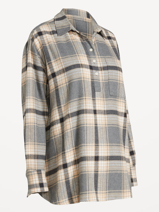 Maternity Plaid Flannel Popover Shirt