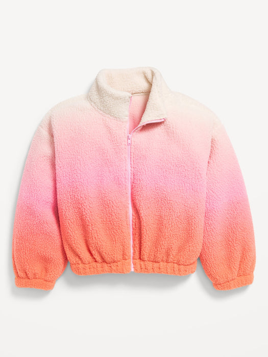 Printed Mock-Neck Sherpa Full-Zip Jacket for Girls