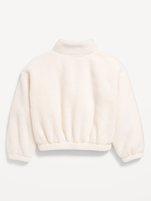 Mock-Neck Embroidered Sherpa Full-Zip Jacket for Girls