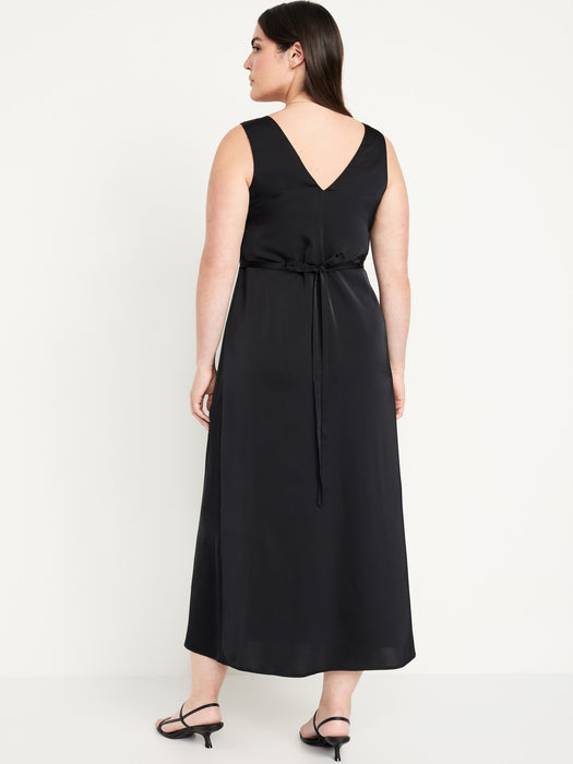 Sleeveless Satin Midi Slip Dress