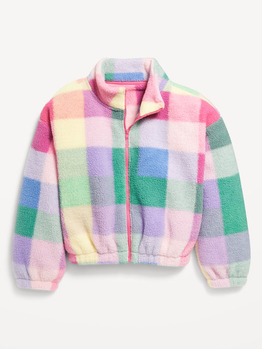 Printed Mock-Neck Sherpa Full-Zip Jacket for Girls