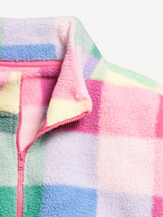 Printed Mock-Neck Sherpa Full-Zip Jacket for Girls