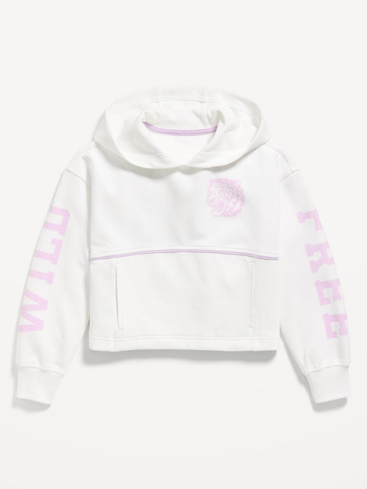 Dynamic Fleece Cropped Graphic Hoodie for Girls