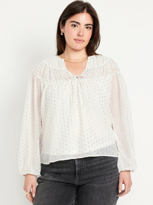 Split-Neck Chiffon Top