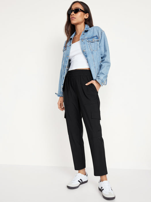 High-Waisted SleekTech Cargo Ankle Pants