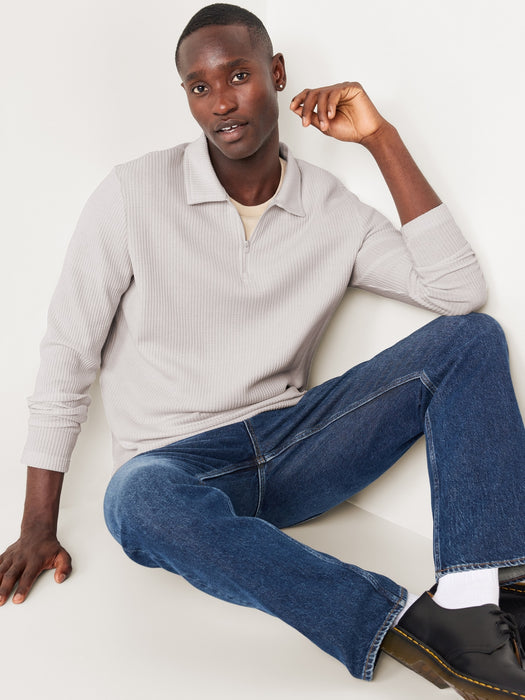 Quarter-Zip Waffle Polo Sweater