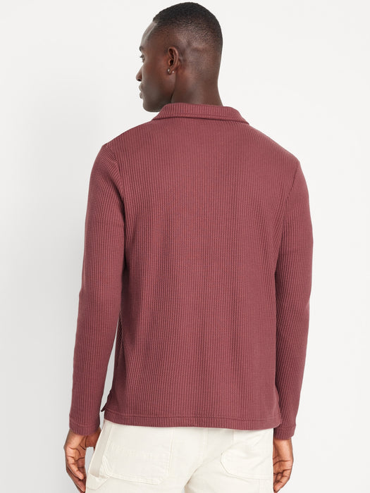 Quarter-Zip Waffle Polo Sweater
