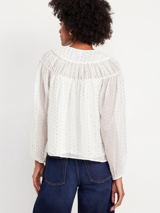 Split-Neck Chiffon Top