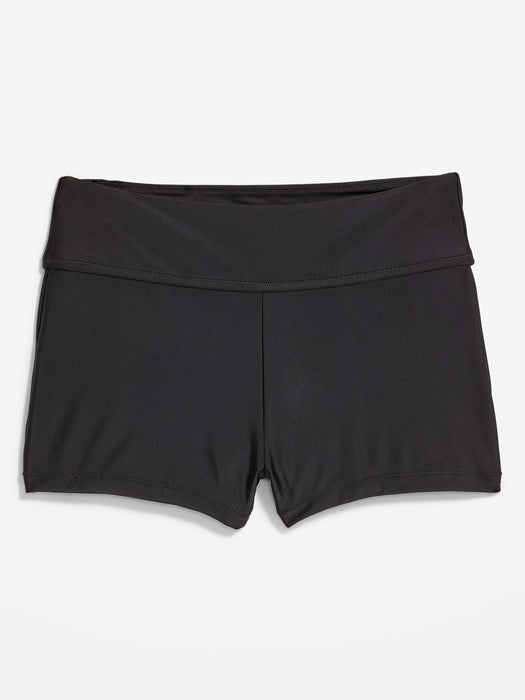 High-Waisted Matte Swim Shorts -- 2-inch inseam