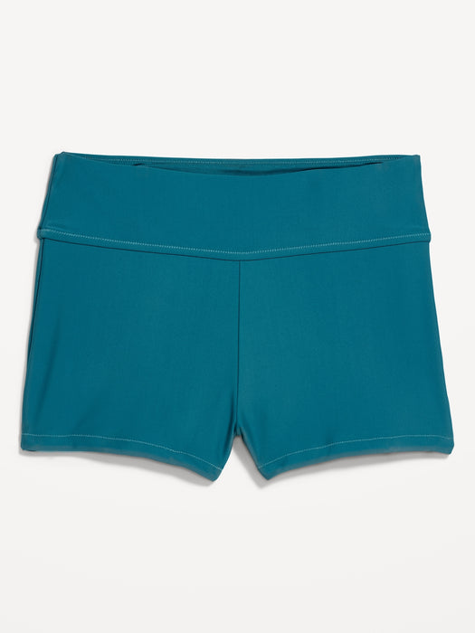 High-Waisted Matte Swim Shorts -- 2-inch inseam