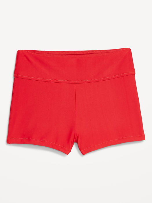 High-Waisted Matte Swim Shorts -- 2-inch inseam