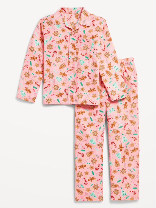 Gender-Neutral Printed Button-Front Pajama Set for Kids