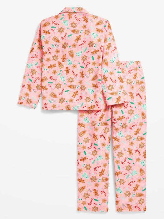 Gender-Neutral Printed Button-Front Pajama Set for Kids