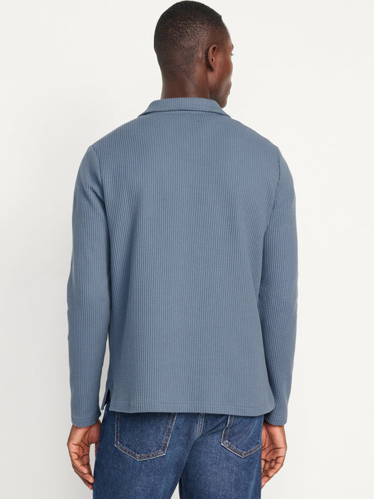 Quarter-Zip Waffle Polo Sweater