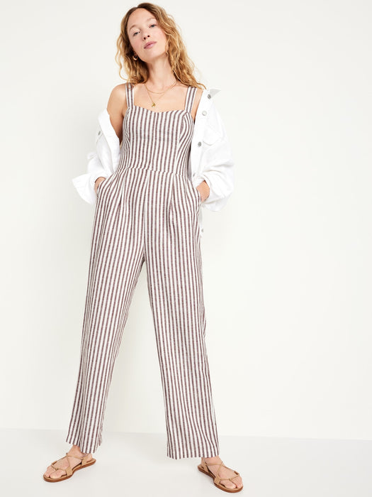 Fit & Flare Linen-Blend Jumpsuit