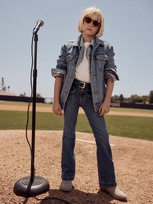 High-Waisted Utility Pocket Flare Jeans for Girls