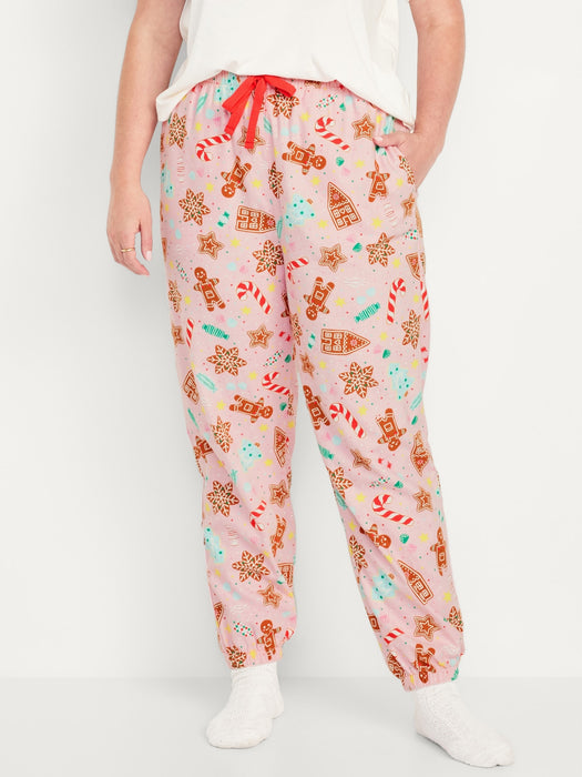 High-Waisted Flannel Pajama Joggers