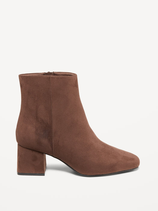 Faux Suede Square Toe Boots