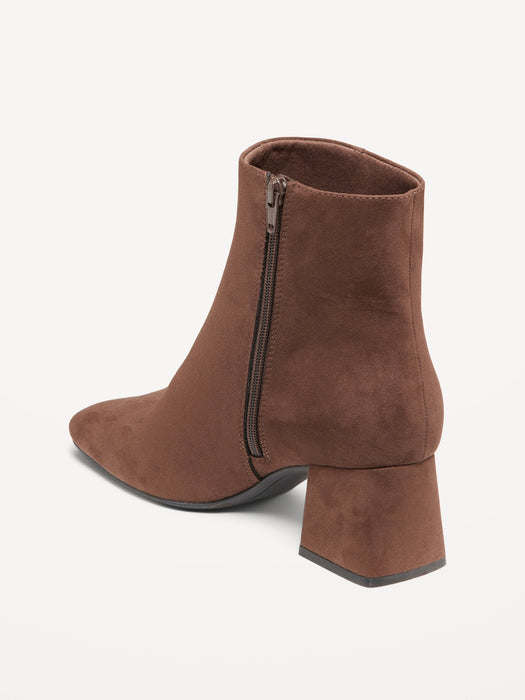 Faux Suede Square Toe Boots