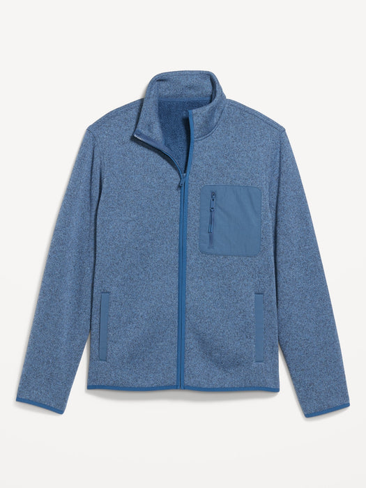 Sherpa-Lined Sweater Fleece Zip Jacket