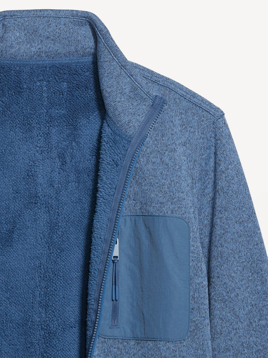 Sherpa-Lined Sweater Fleece Zip Jacket