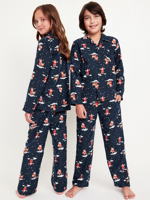 Gender-Neutral Printed Button-Front Pajama Set for Kids
