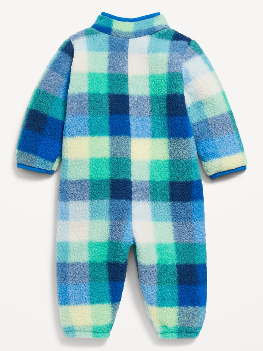 Cozy Printed Sherpa Snap-Button One-Piece for Baby