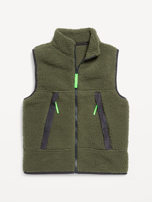 Sherpa Zippered Utility Pocket Vest for Boys