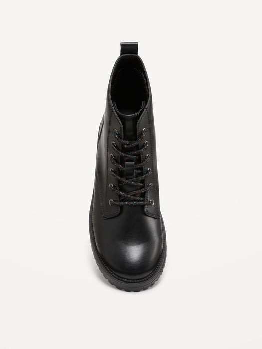 Shiny Faux-Leather Combat Boots for Girls