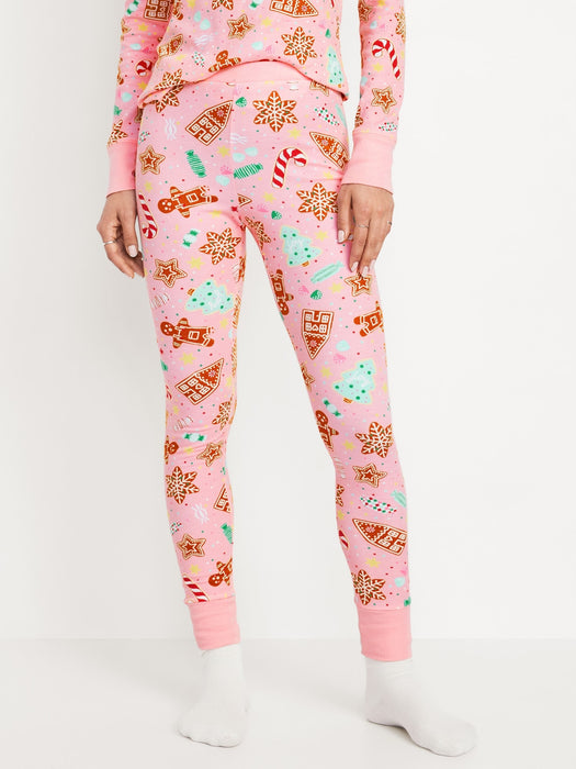 High-Waisted Printed Waffle Pajama Leggings for Women