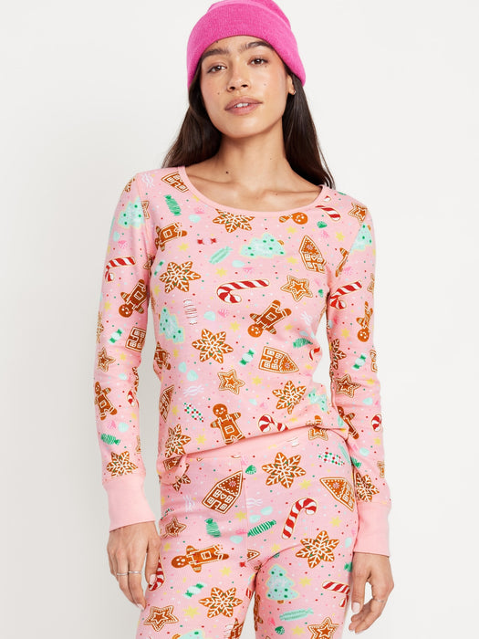 Printed Waffle Pajama Top for Women
