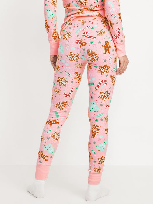 High-Waisted Printed Waffle Pajama Leggings for Women