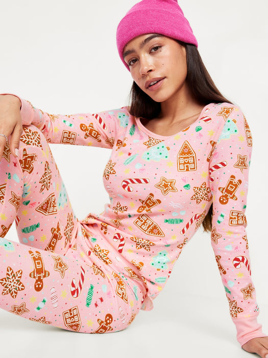 Printed Waffle Pajama Top for Women