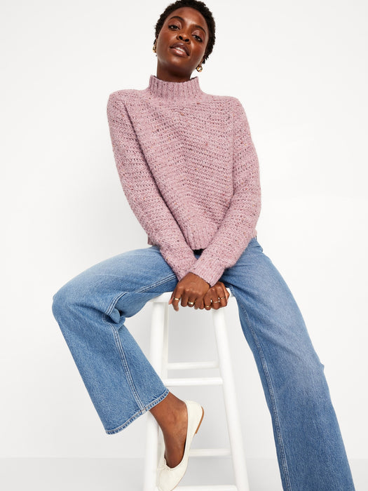 Mock-Neck Crop Sweater