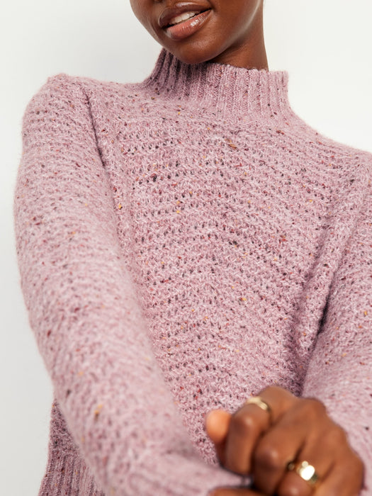 Mock-Neck Crop Sweater
