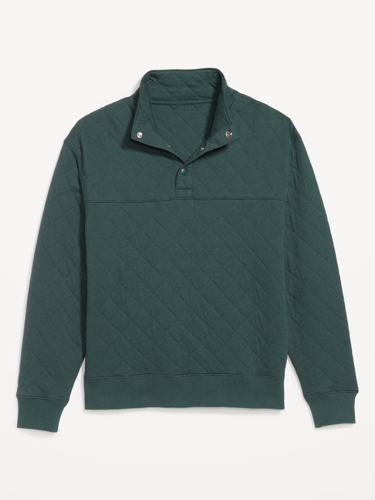 Quarter-Snap Quilted Fleece Sweatshirt