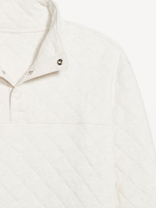 Quarter-Snap Quilted Fleece Sweatshirt