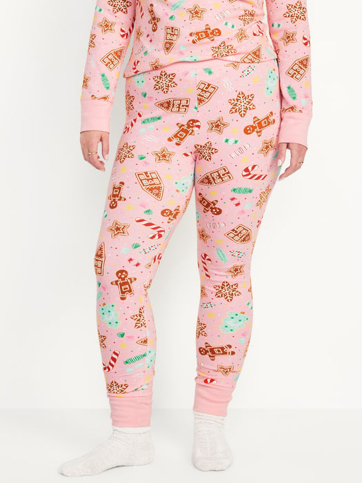 High-Waisted Printed Waffle Pajama Leggings for Women